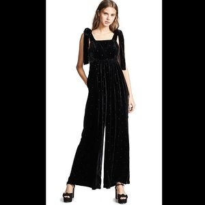 Ulla Johnson Minnet Swiss-Dot Velvet Jumpsuit